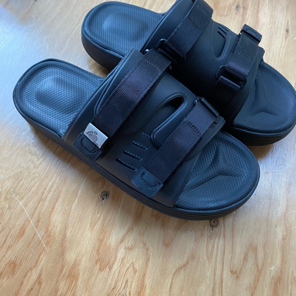 Suicoke Black Slide Sandals with Adjustable Straps